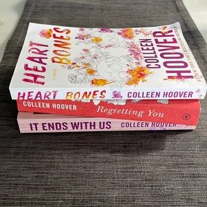 Colleen Hoovers books: It Ends With Us, Regretting You, and Heart Bones